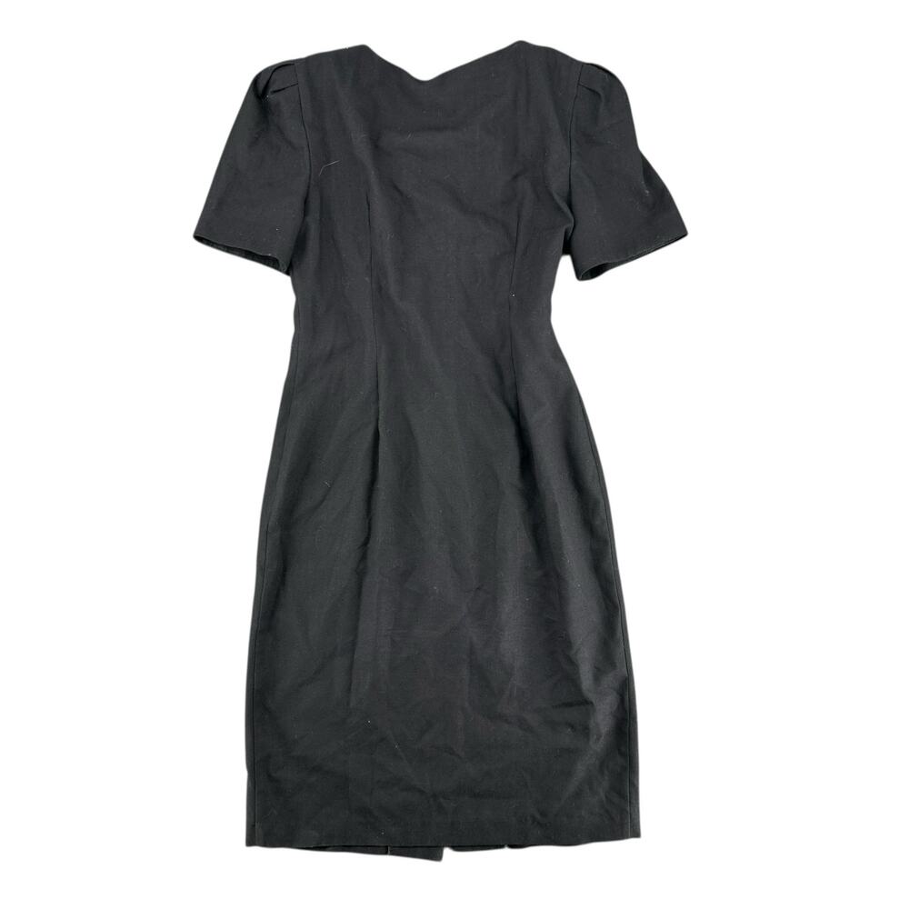 Vintage 90s Black Midi Dress Color Button Mod Minimalist Art Teacher - Picture 2 of 5